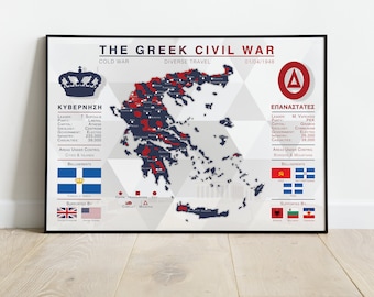 The Greek Civil War - Map Print