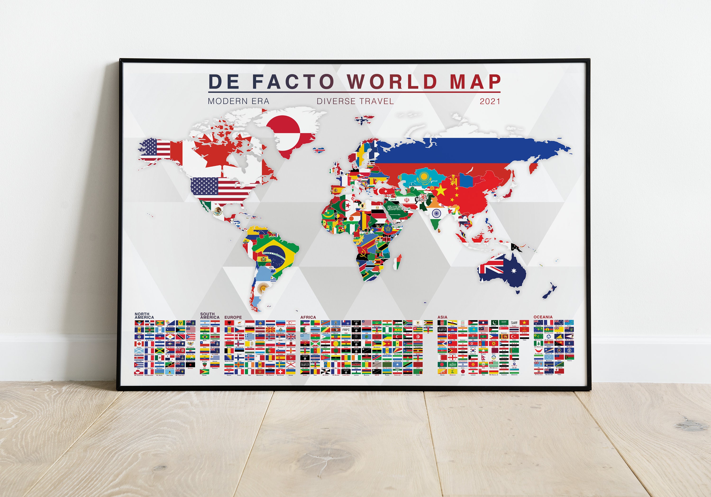 De Facto World Map Map Print Etsy