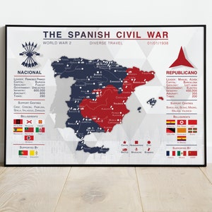 The Spanish Civil War - Map Print