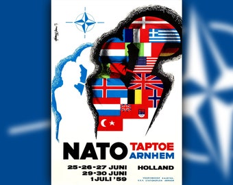 NATO Conference Arnhem - Dutch Retro 50s Flag Propaganda Poster/Sticker