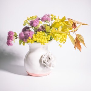 Handmade Porcelain Flower Vase with Peony Flower Sculpture image 1