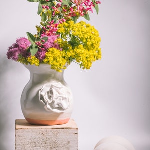 Handmade Porcelain Flower Vase with Peony Flower Sculpture image 2
