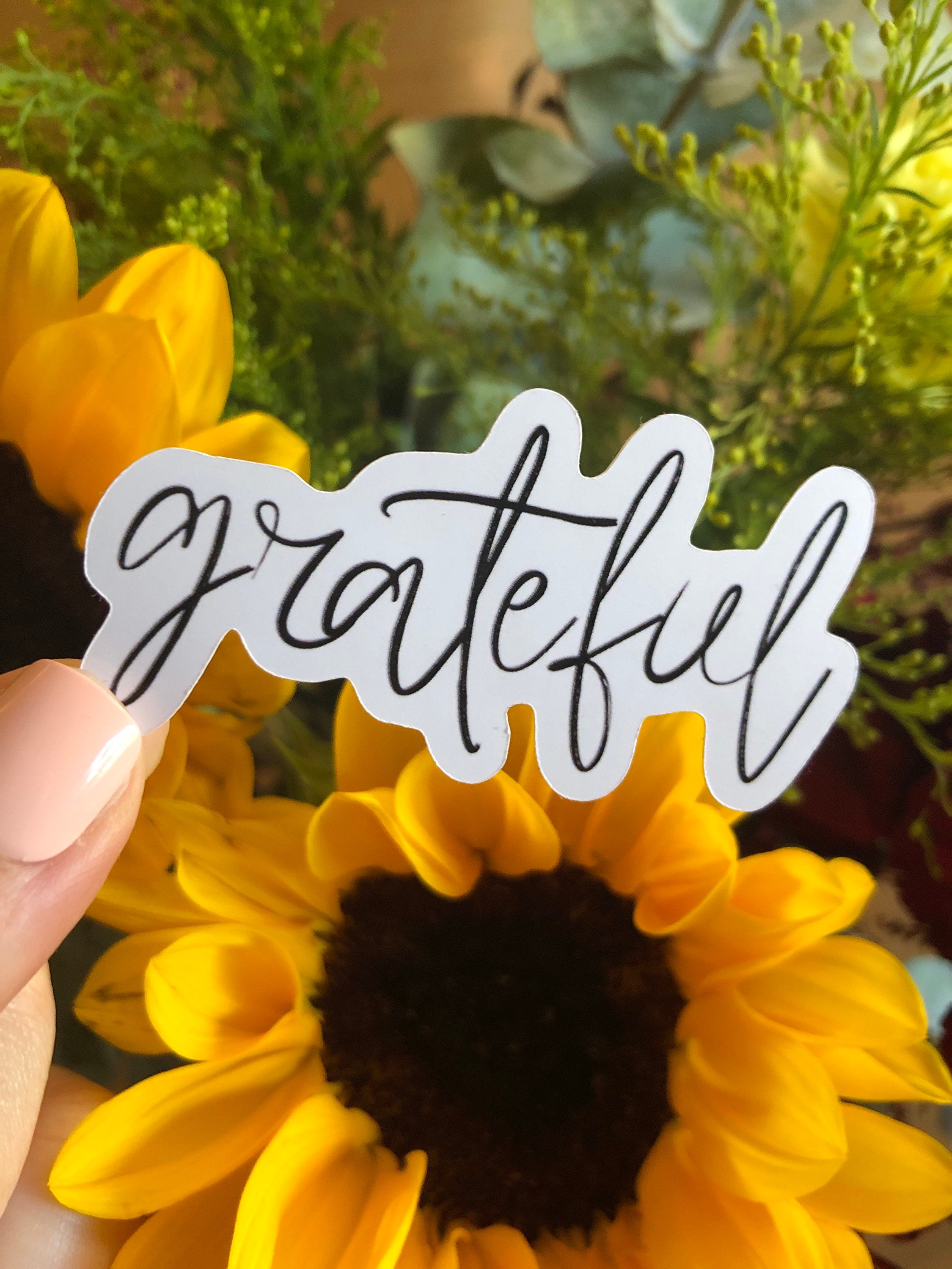 Laminated Grateful Sticker Gratitude Sticker Aesthetic | Etsy