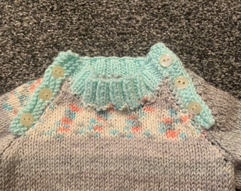 T.3/6 maanden geboortecadeau Kleding Jongenskleding Babykleding voor jongens Truien handgemaakt breisel, Vest met bloeier Baby panoply 