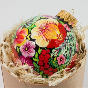 Ornamenti natalizi in vetro, decorazioni per l&#39;albero di Natale, pittura Petrykivka, palle di Natale dipinte a mano, ornamenti natalizi in vetro
