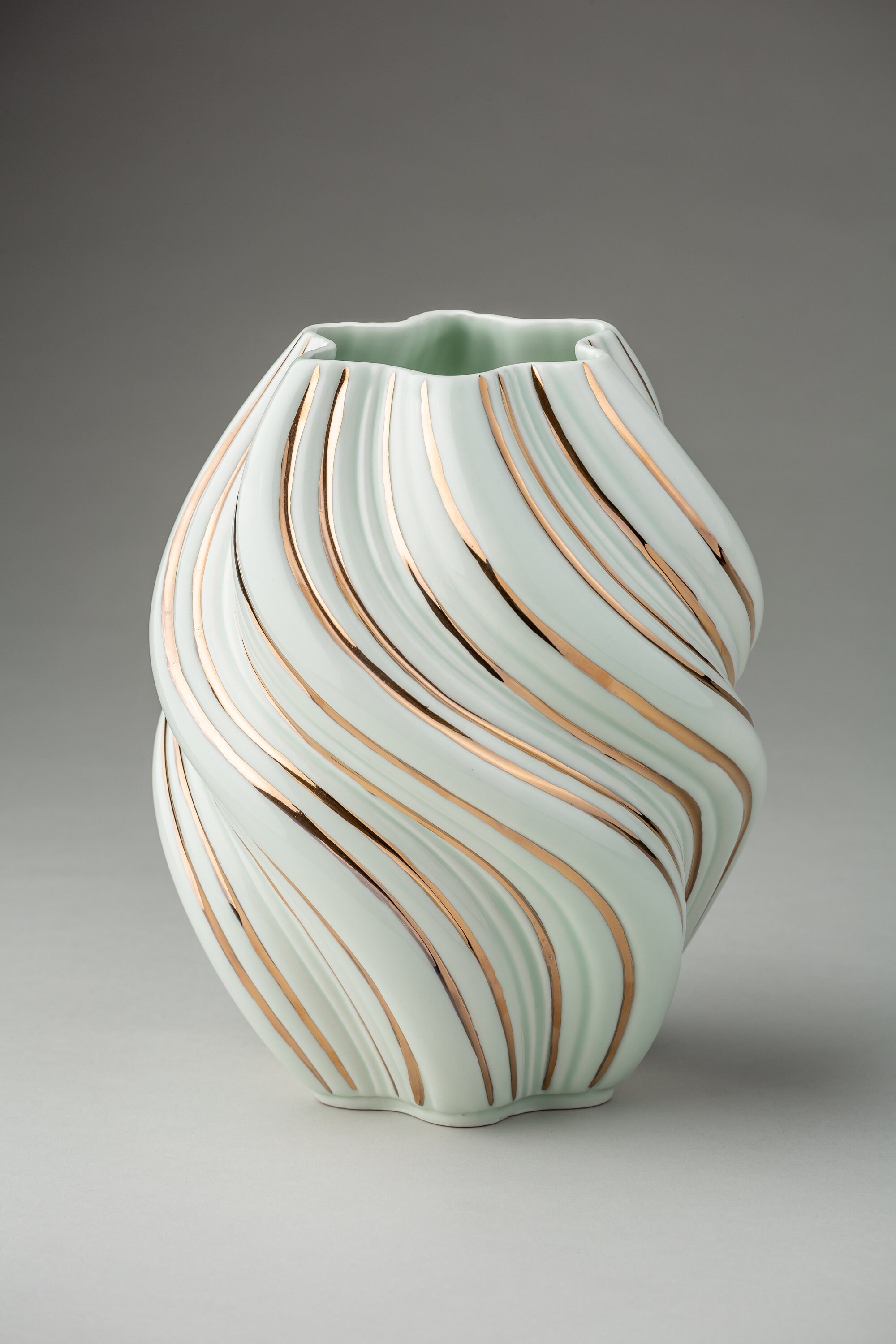 Rose gold vase.Gold wedding vase.White ceramic vase Etsy