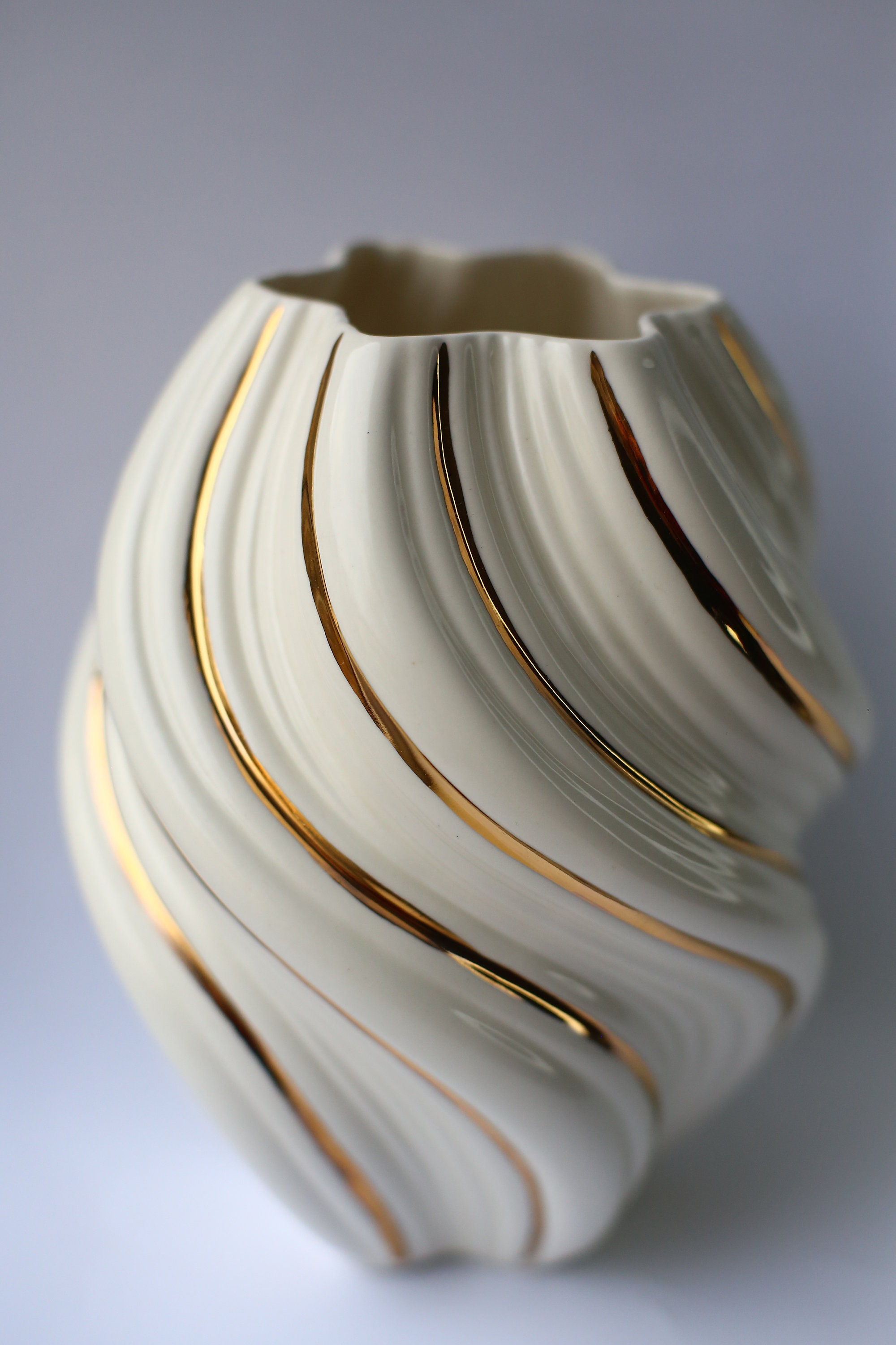 Rose gold vase.Gold wedding vase.White ceramic vase Etsy