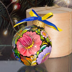 Ornamenti natalizi in vetro, pallina floreale per albero, ornamento floreale, pallina di Natale, pallina di Natale in vetro, ornamenti per albero di Natale in vetro