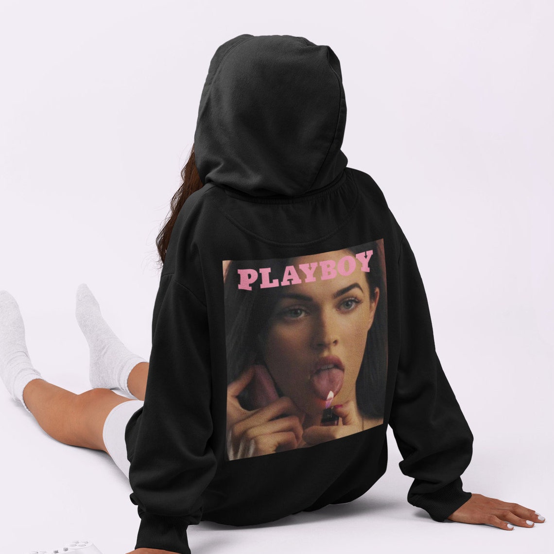 Playboy Hoodie Megan Fox Baby Pink Aesthetic Sweatshirt | Etsy