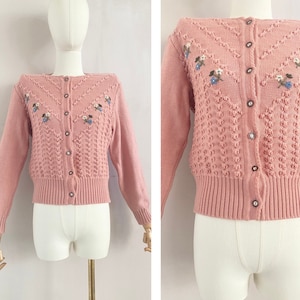 Vintage 1980s Cream Wool Austrian Cardigan Size S - Vintage