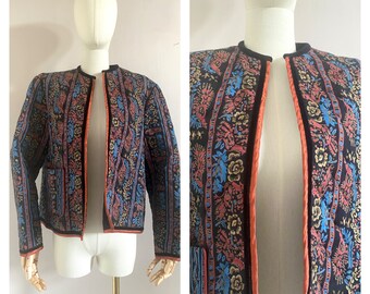 Vintage 1970s quilted jacket size m - vintage 70s duster coat