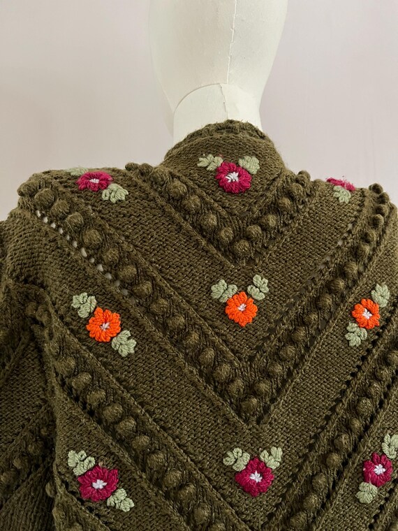 Vintage 1980s Austrian Wool Cardigan With Embroidered Vintage 1980s Austrian Wool Cardigan With Embroidered