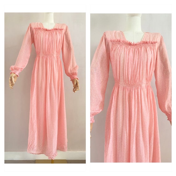 Vintage 40s 50s pink rayon silk nightgown - 1940s… - image 1