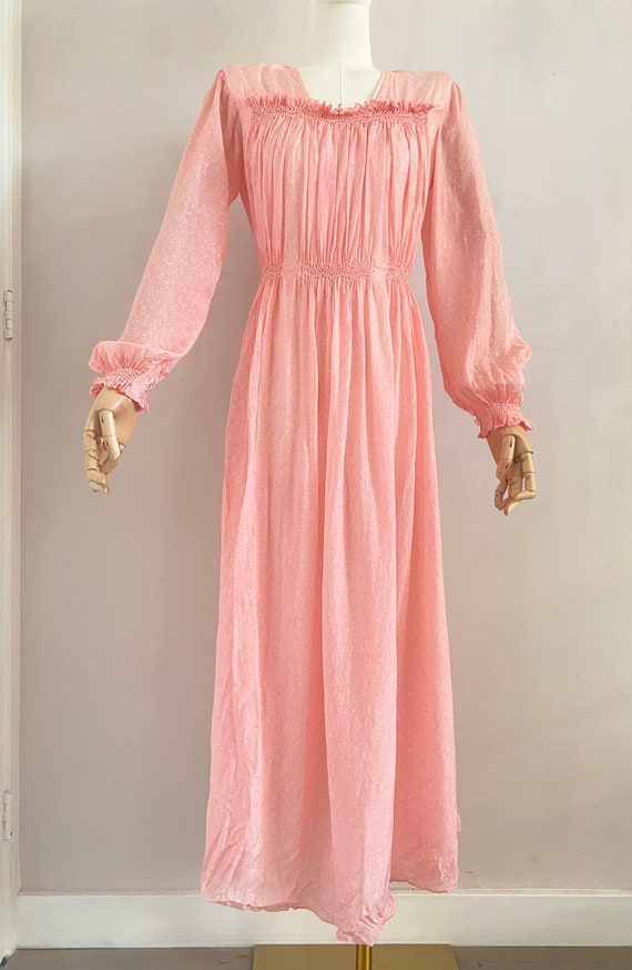 Vintage 40s 50s pink rayon silk nightgown - 1940s… - image 3