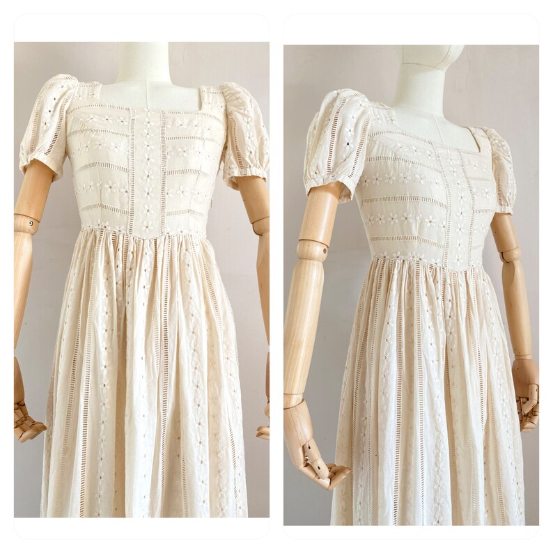 Stunning Broderie Anglaise Floral 70s Cotton Dream Dress