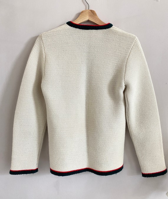 Vintage woolen knitted Austrian sweater with embr… - image 6