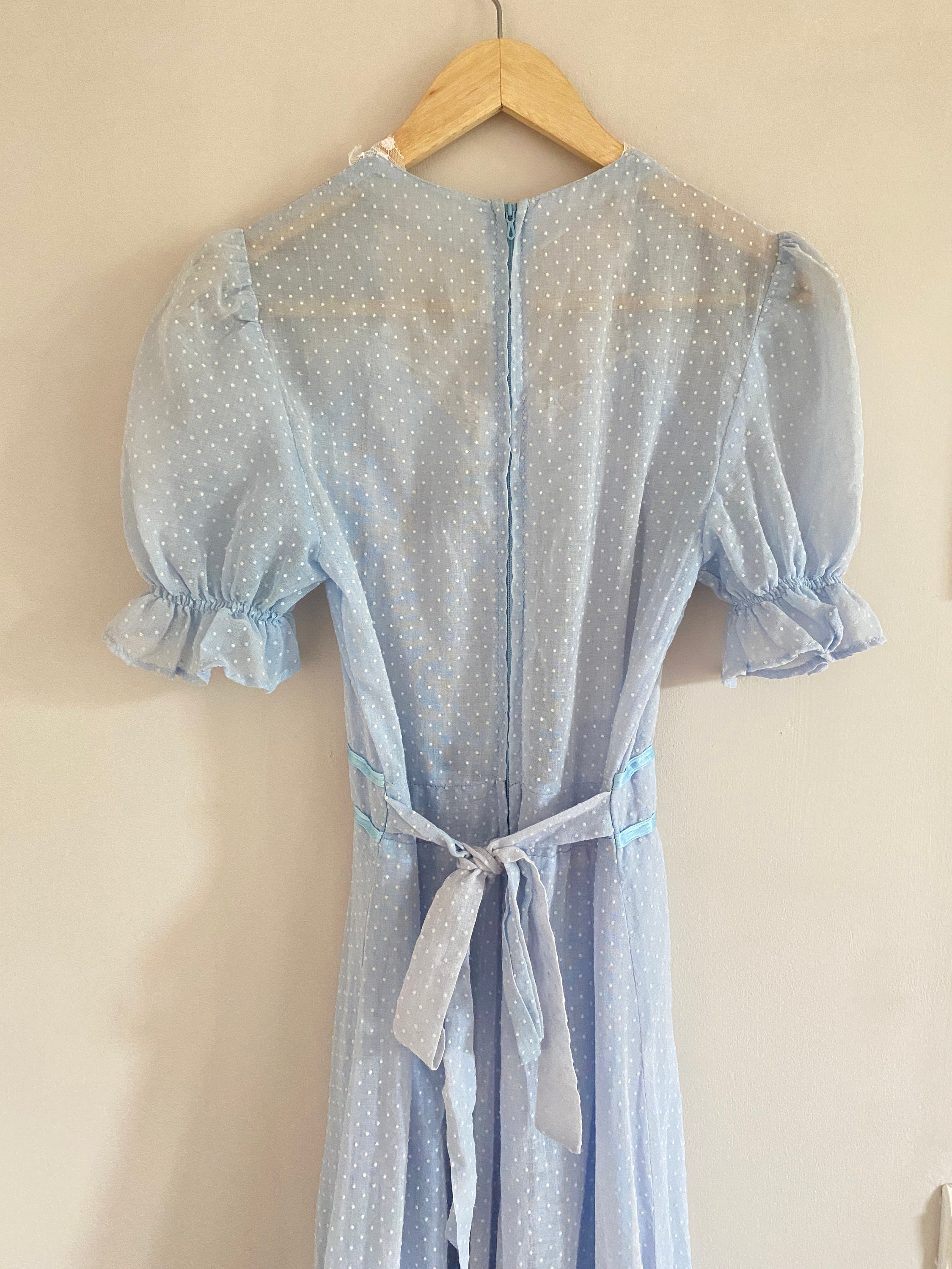 1970s cotton sky blue prairie dress vintage prairie dress | Etsy