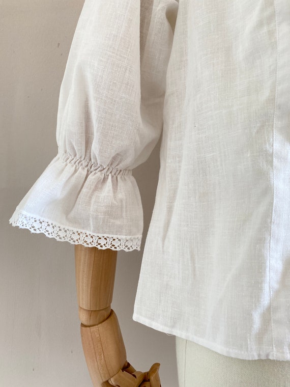 Vintage 1980s cotton ruffle blouse size xs- vinta… - image 5