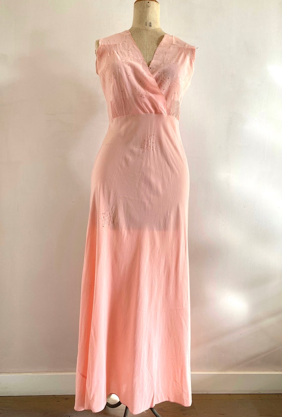 Vintage 1940s Silk Nightgown - Vintage Pink Silk … - image 2
