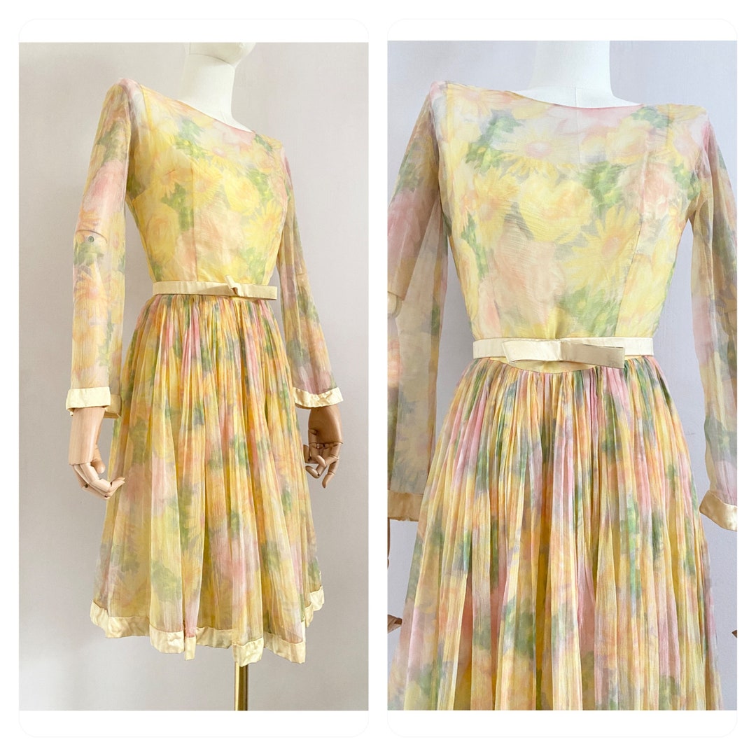 Vintage 1960s Floral Sequins Dress | XS/S