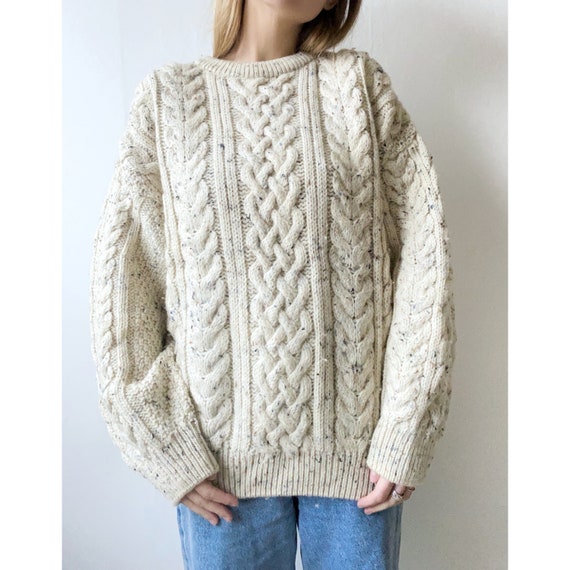 Vintage wool knitted cable sweater - vintage wool
