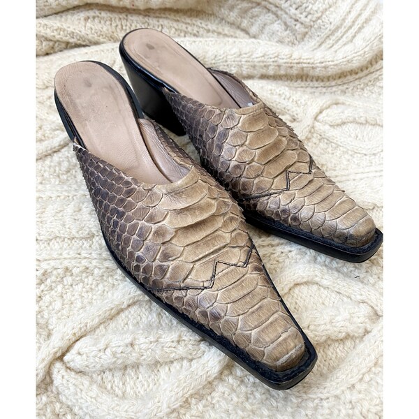 snakeskin mules