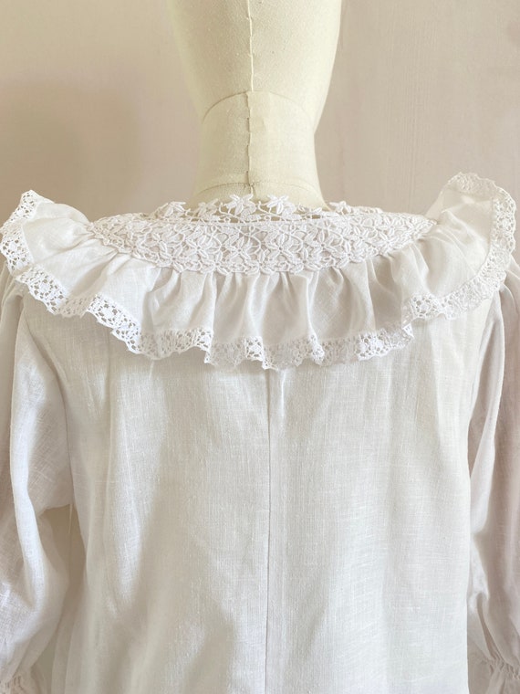 Vintage 1980s cotton ruffle blouse size xs- vinta… - image 7