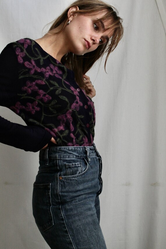 Embroidered vintage cardigan - vintage cardigan -