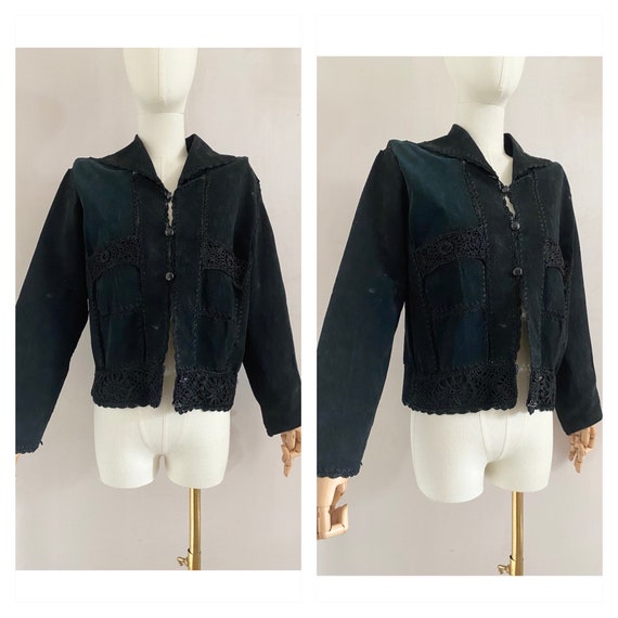 Black suede short jacket online