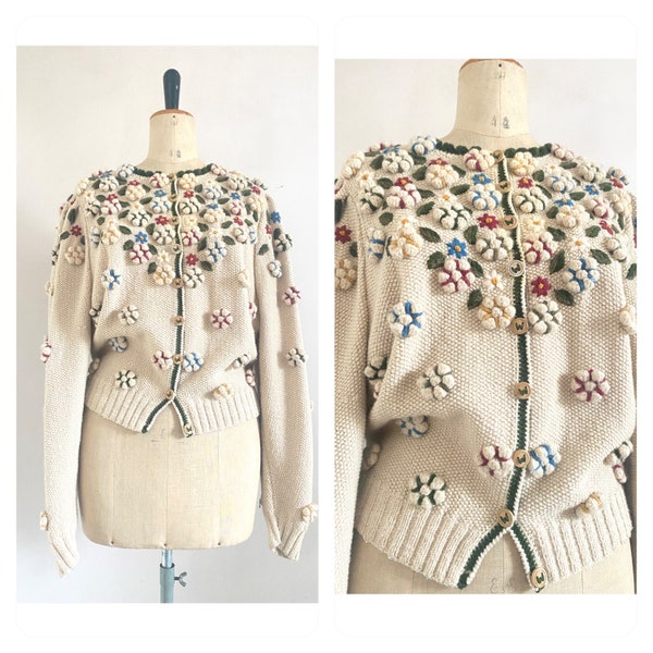 Vintage 1980s Wolkenstricker cardigan size xl - vintage Austrian cardigan - 80s embroidered cardigan - vintage folklore cardigan