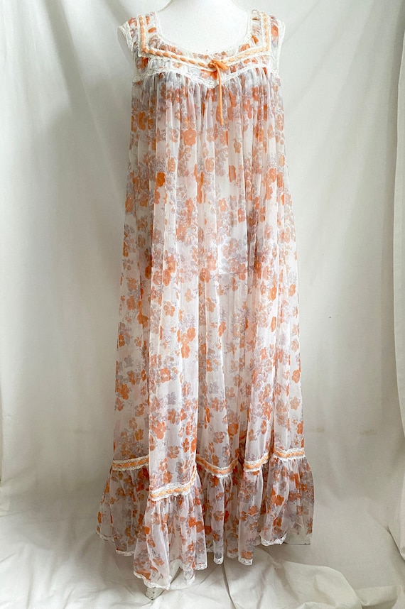 Vintage sheer floral night dress - vintage baby do