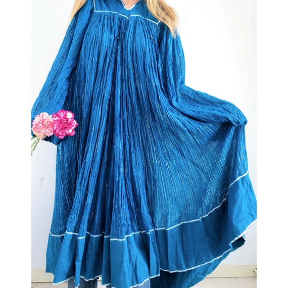 Vintage 1970s cotton gauze indian dress with glitt