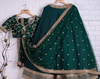 green ghagra dress