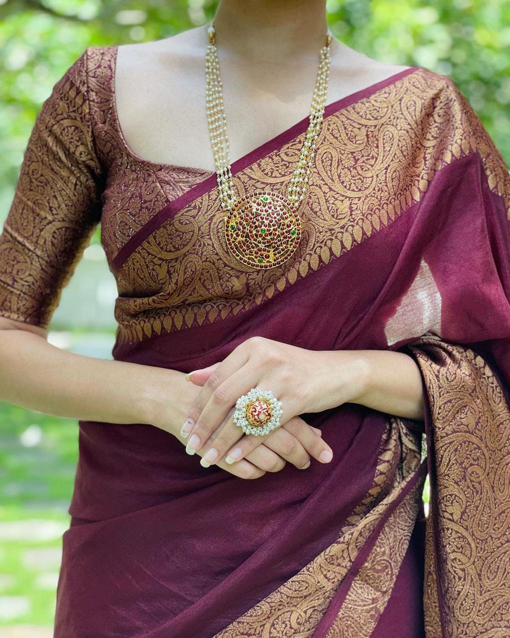 Exclusive Soft Litchi Silk Saree With Golden Work Border And Etsy