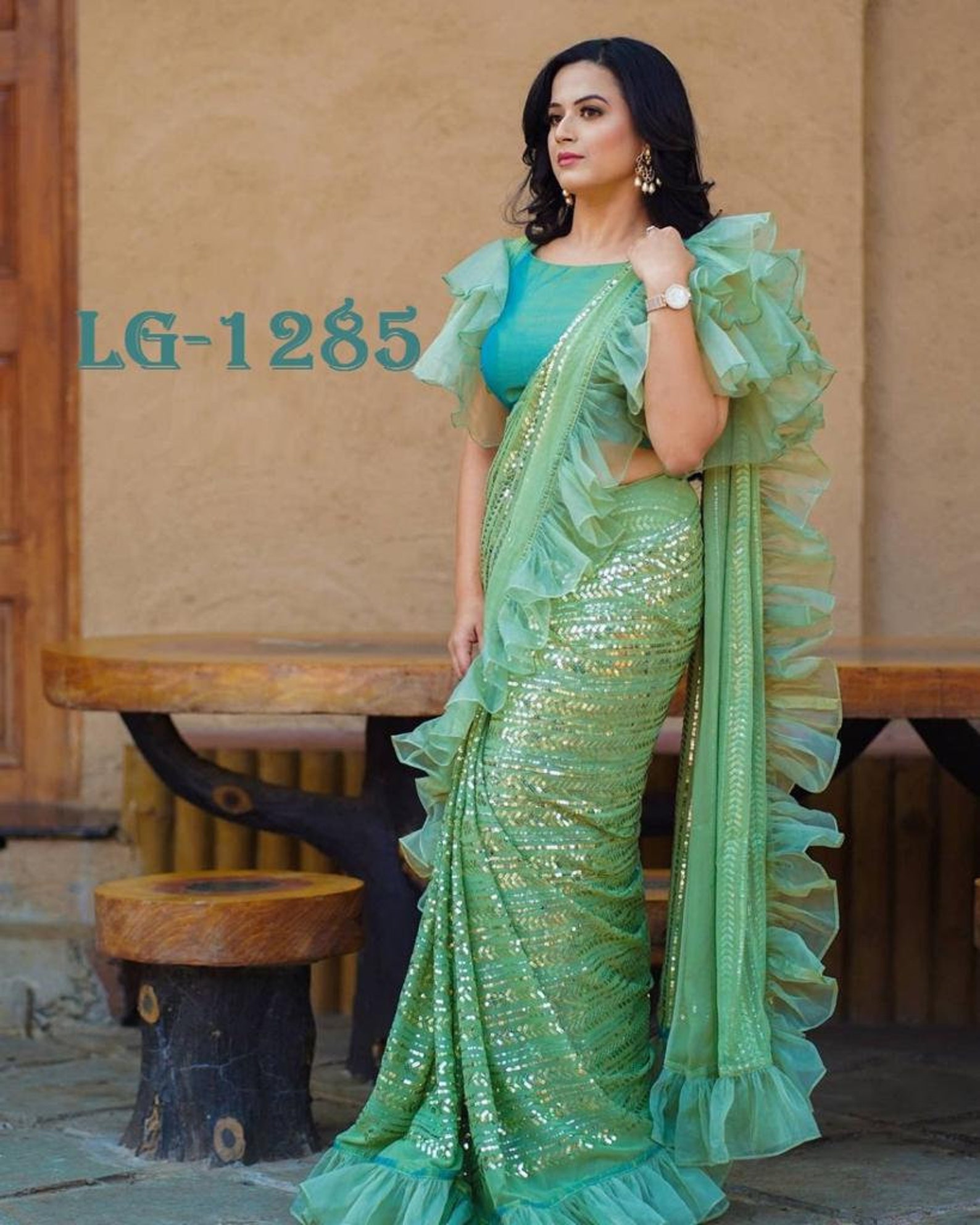 Exclusive Saree With Sequence Embroidered Work And Etsy