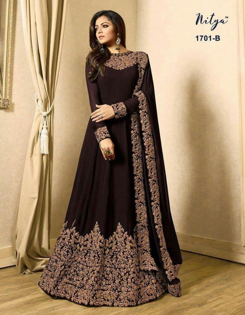 Different Georgette Gown With Dori Embroidery Work And  Georgette Dupatta For Women-gown