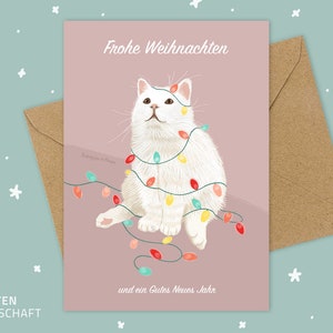 Weihnachtskarte, 3-er Set Postkarte Katze, Weihnachtskarte Katze, festliche Karte, illustrierte Weihnachtskarte, Kartenset, Katze Print