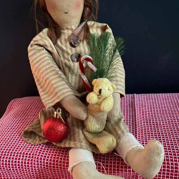 Vintage Holiday Rag Doll