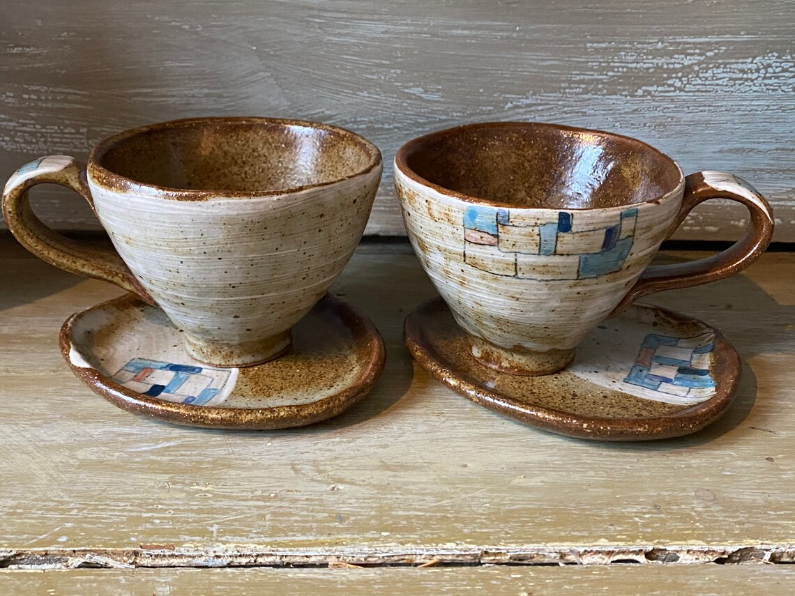 Vintage HandPainted Korean Tea Cups and Saucers Etsy