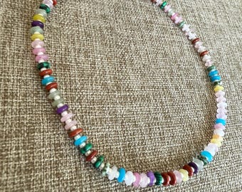 Bunte Edelstein Perlenkette