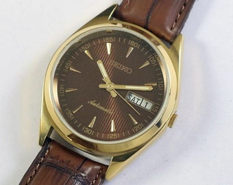 montre-bracelet pour homme Seiko 5 Automatic Japon vintage reconditionnée | mécanique | jour jour | acier inoxydable | cadeau homme pour lui | a1027li22