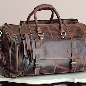 Personalisierte Herren Reisetasche, Vollnarbenleder Seesack, Monogramm Reisetasche, Wochenend-Gepäck-Sporttasche, Vintage-Look, Weihnachtsgeschenke