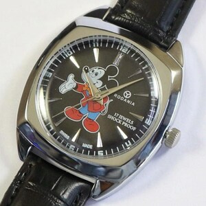 Vintage Rodania Swiss Made Hand Winding Mens Wrist watch black cartoon dial square monaco case mechanical gift for men for him #1014-11