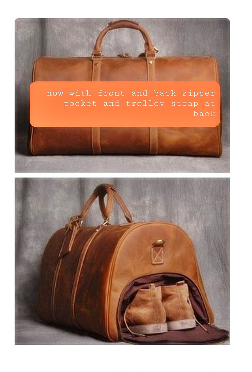 Leather Duffle Bag Mens Leather Weekend Bagpersonalized Etsy