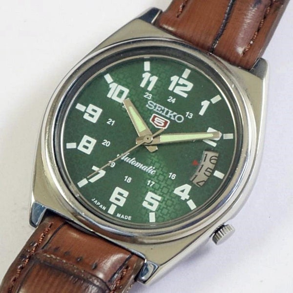 generalüberholte Vintage Seiko 5 Automatik Japan Herrenarmbanduhr | mechanisch | Schnellverstellung des Datums aus Edelstahl | Geschenk für Männer für ihn a1008li28