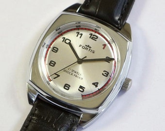 Vintage Fortis Swiss Made Handaufzug Herrenarmbanduhr | mechanisch | Edelstahl | Geschenk für Männer für ihn | a1023li10