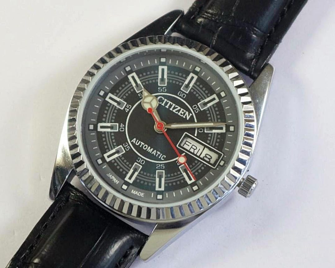 Vintage Citizen Eagle 7 Automatic Japan Mens Wrist Watch Blue Dial Fluted Bezel 21J Day Date Stainless Steel Gift for Men for Him 1063 23 Etsy UK