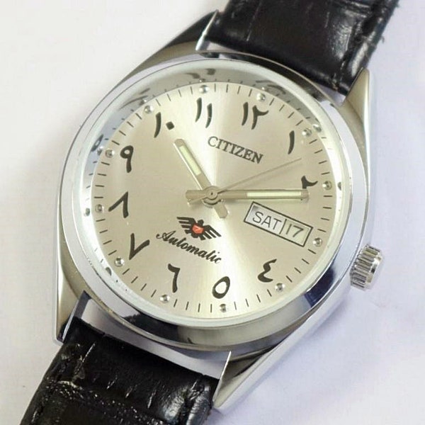 Vintage Citizen Eagle 7 Automatic Japan Mens Wrist watch | silver arabic dial | transparent exhibition back | gift for men for him a1028li17