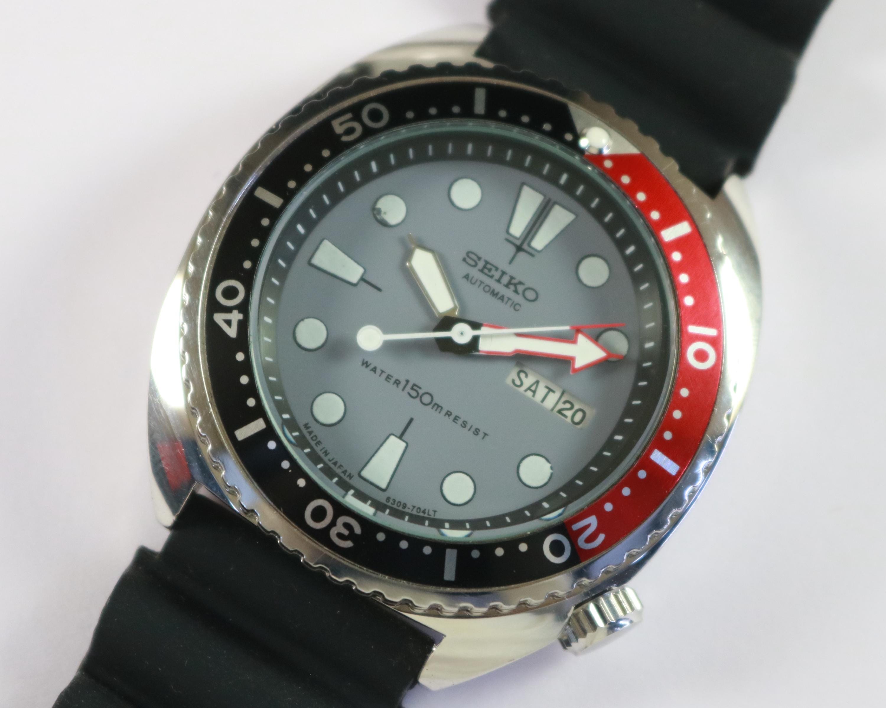 Seiko Diver Style MOD Automatic Japan Mens Wrist watch rotating bezel gray dial luminous markers & hands gift for men for him #2008