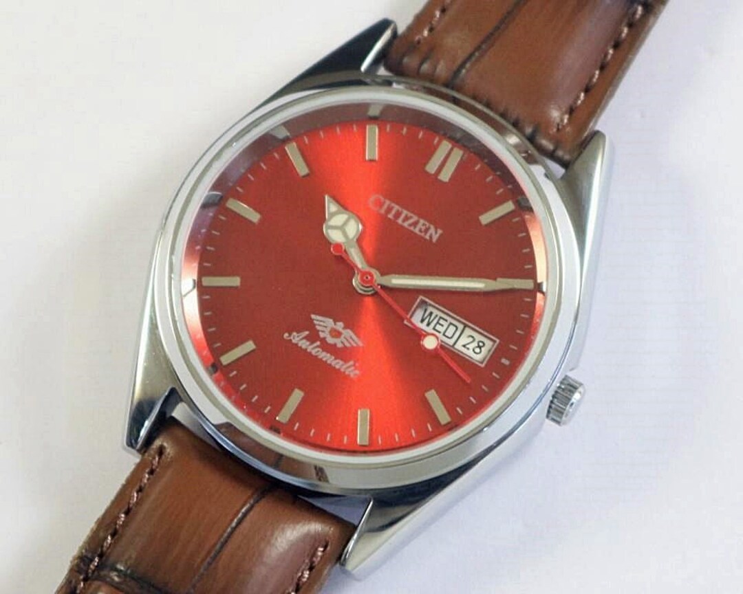 Vintage Citizen Eagle 7 Automatic Japan Mens Wrist Watch Red Dial Mechanical Day Date Stainless Steel Gift for Men for Him 1060 29 Etsy